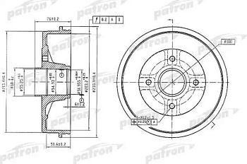 PATRON PDR1353 Барабан тормозной задний RENAULT: KANGOO 98-, KANGOO Express 98-