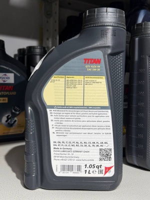 Моторное масло TITAN GT1 Flex FR 5W-30 MB229.51 MB229.52 PSA B712290 RN/0710 RN17 C3/C2 SP 1л 602178510