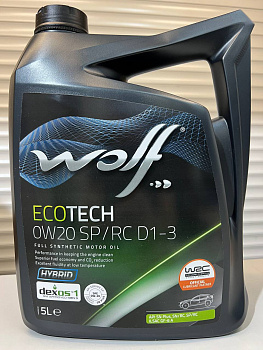Моторное масло WOLF ECOTECH 0W-20 SP/RC D1-3 ILSAC GF-6A 5 л