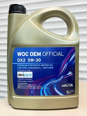 Моторное масло WOC OEM OFFICIAL DX2 5W-30 5л (старое GM 5W-30 dexos2 5л 93165557) артикул 1055905